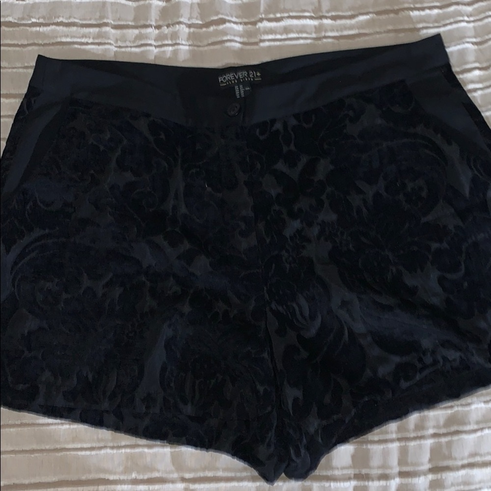 Black satin dress shorts